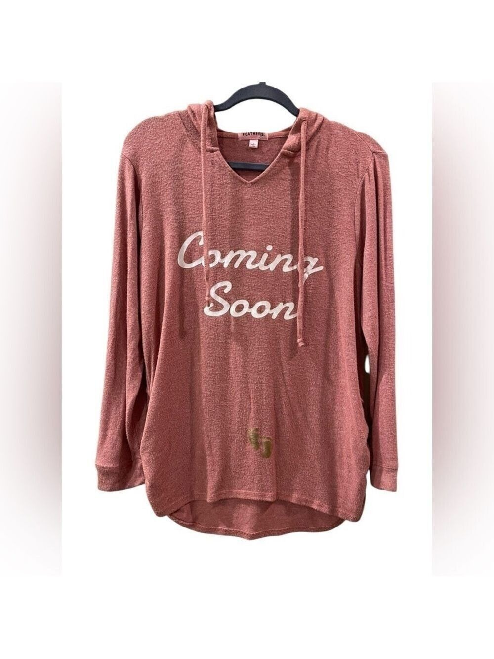 Feathers Maternity Women’s Pregnant Pullover Shirt With Hood Size: Large